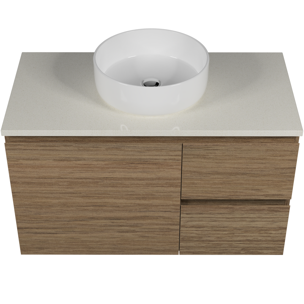 Vanity 900 Wall Hung Centre Basin Silksurface AC Top