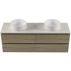 Vanity 1500 Wall Hung Drawers Only Double Basin Silksurface AC Top