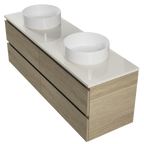 Vanity 1500 Wall Hung Drawers Only Double Basin Silksurface AC Top