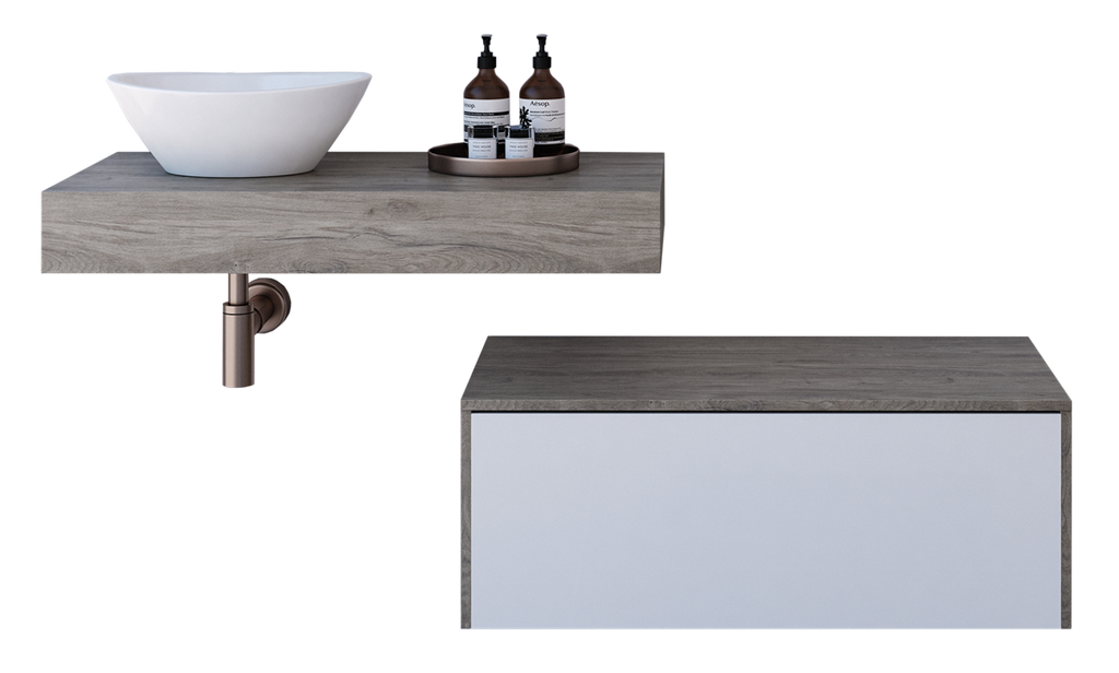 900 Vanity Wall Hung Drawers Only with Basin & Laminate Top