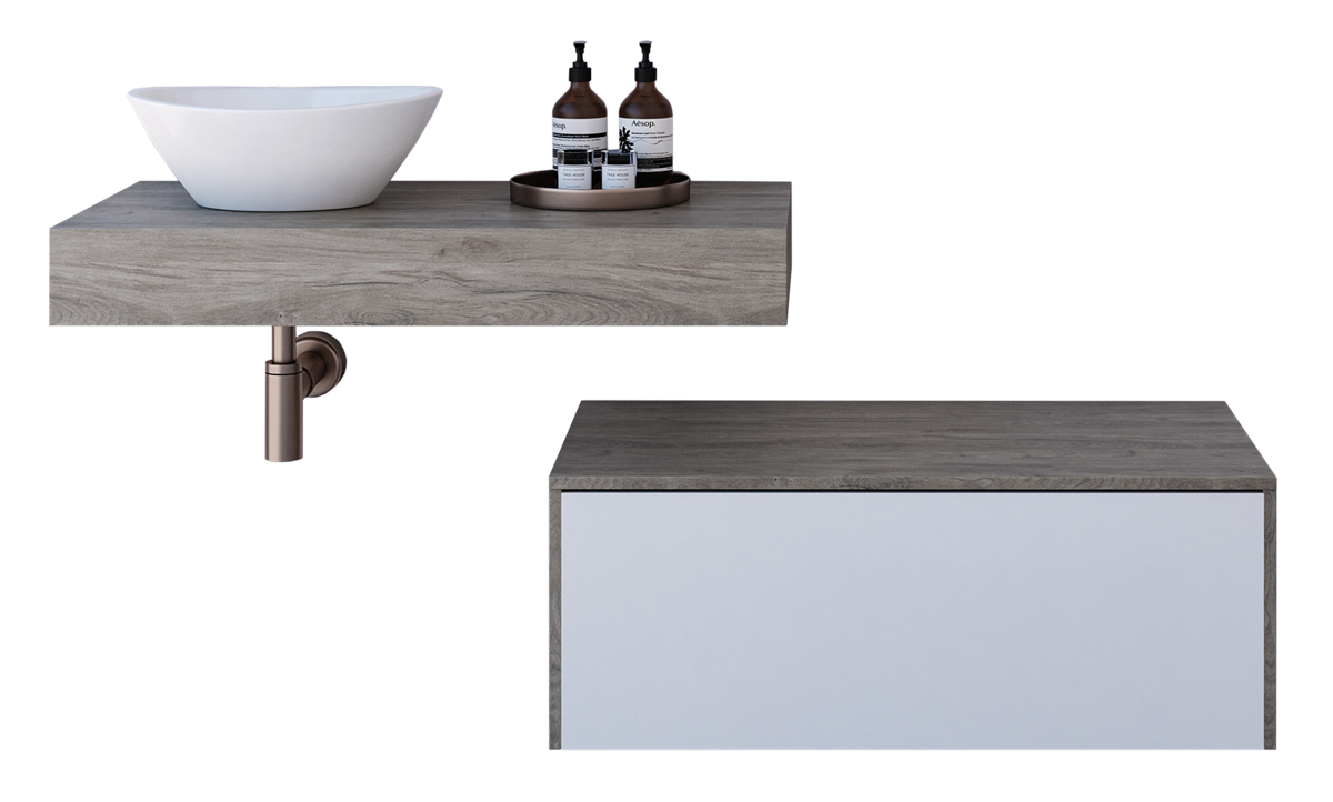 900 Vanity Wall Hung Drawers Only with Basin & Laminate Top