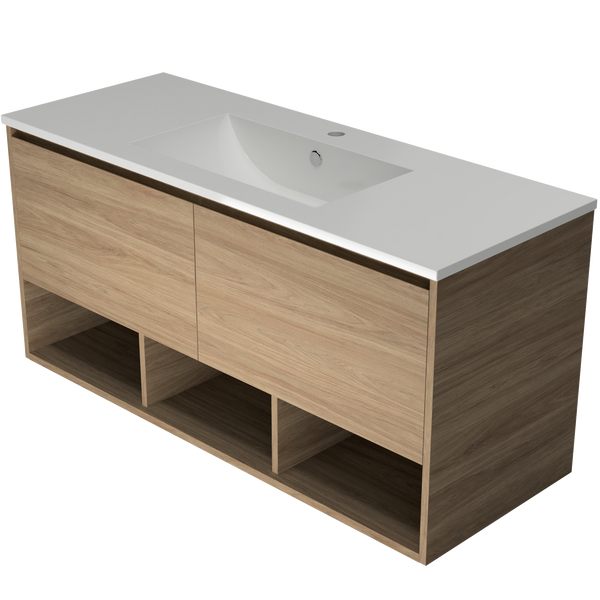 1200 Vanity Wall Hung Drawers Only with Ceramic Basin Top