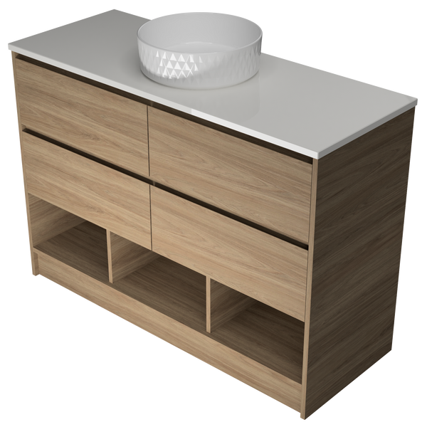 1200 Vanity Kick Drawers Only with Basin & Solid Surface Top