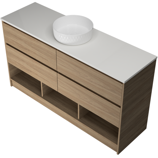 1500 Vanity Kick Drawers Only with Basin & Solid Surface Top