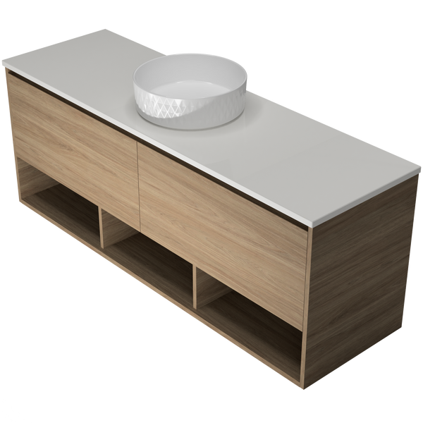 1500 Vanity Wall Hung Drawers Only with Basin & Solid Surface Top