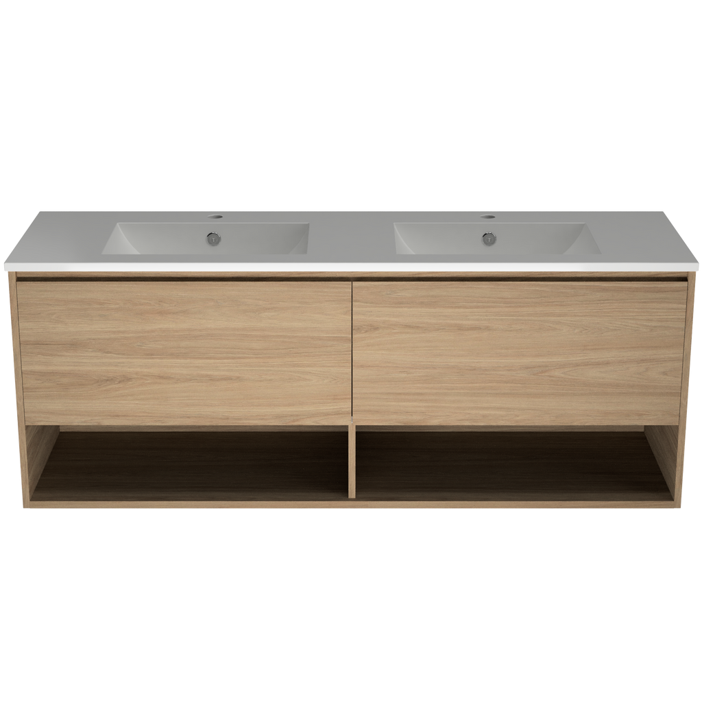 1500 Vanity Wall Hung Drawers Only with Ceramic Basin Top