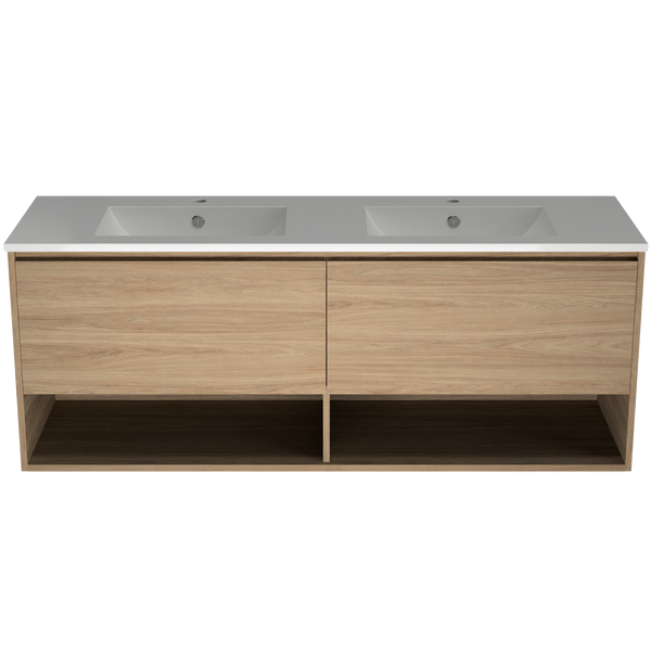 1500 Vanity Wall Hung Drawers Only with Ceramic Basin Top