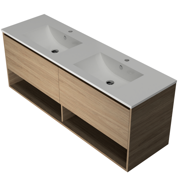 1500 Vanity Wall Hung Drawers Only with Ceramic Basin Top