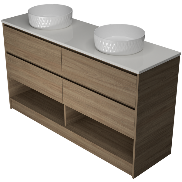 1500 Vanity Kick Drawers Only with Basin & Solid Surface Top
