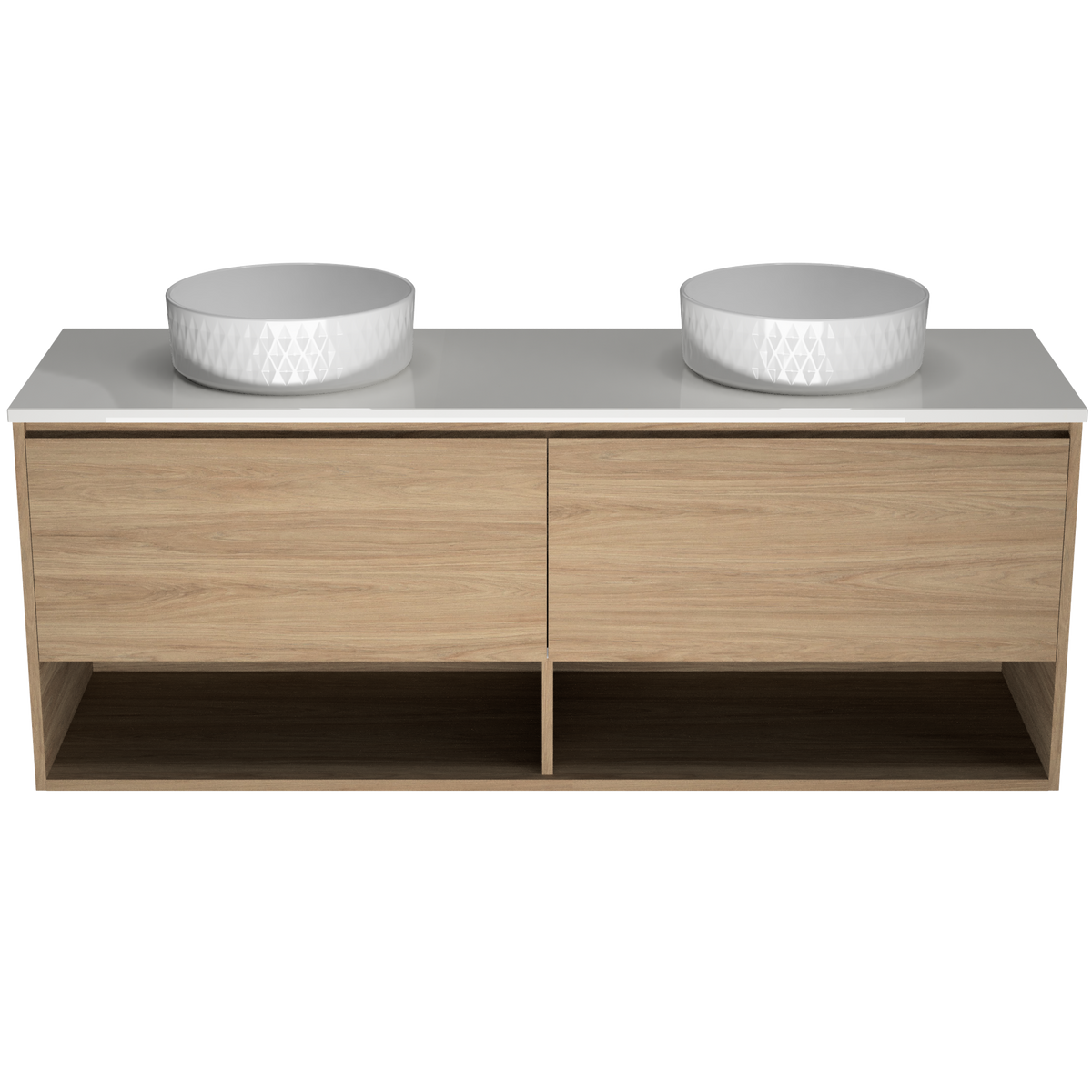 1500 Vanity Wall Hung Drawers Only with Basin & Solid Surface Top