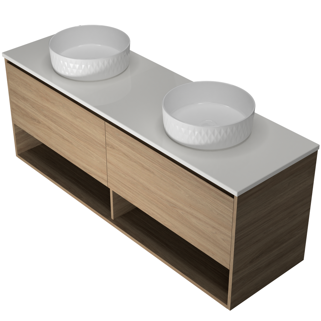 1500 Vanity Wall Hung Drawers Only with Basin & Solid Surface Top