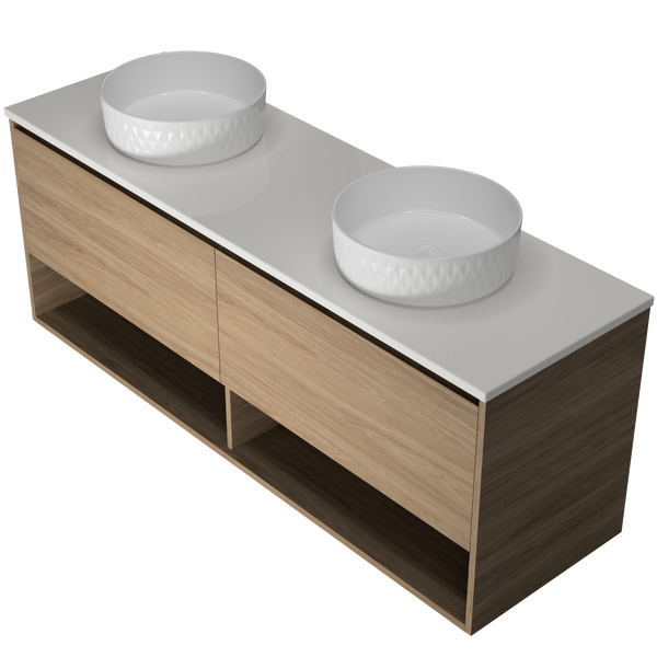 1500 Vanity Wall Hung Drawers Only with Basin & Solid Surface Top