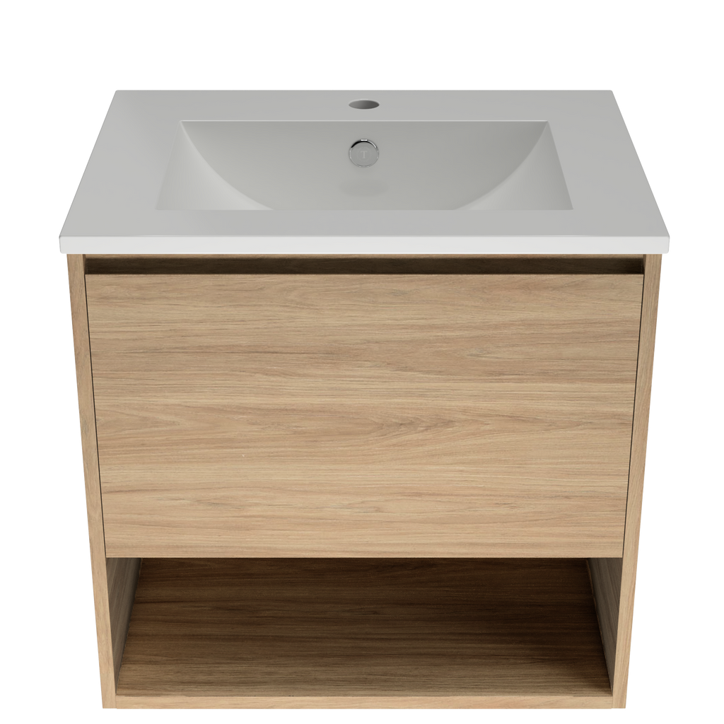 600 Vanity Wall Hung Drawers Only with Ceramic Basin Top