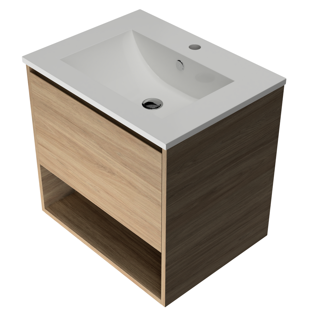 600 Vanity Wall Hung Drawers Only with Ceramic Basin Top