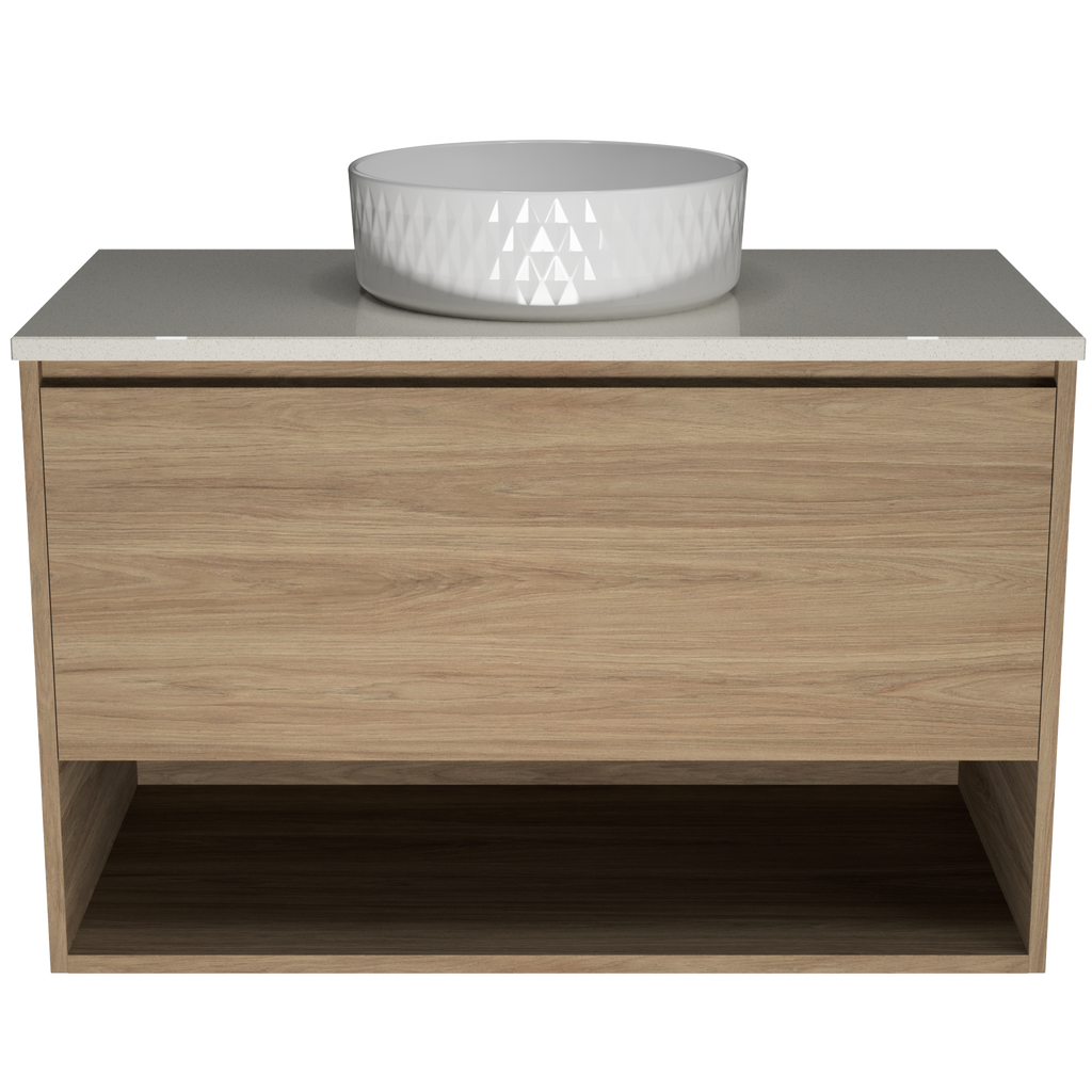 900 Vanity Wall Hung Drawers Only with Basin & Solid Surface Top