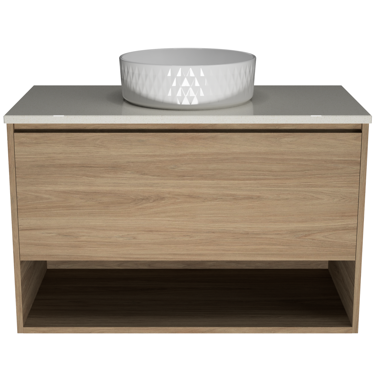 900 Vanity Wall Hung Drawers Only with Basin & Solid Surface Top