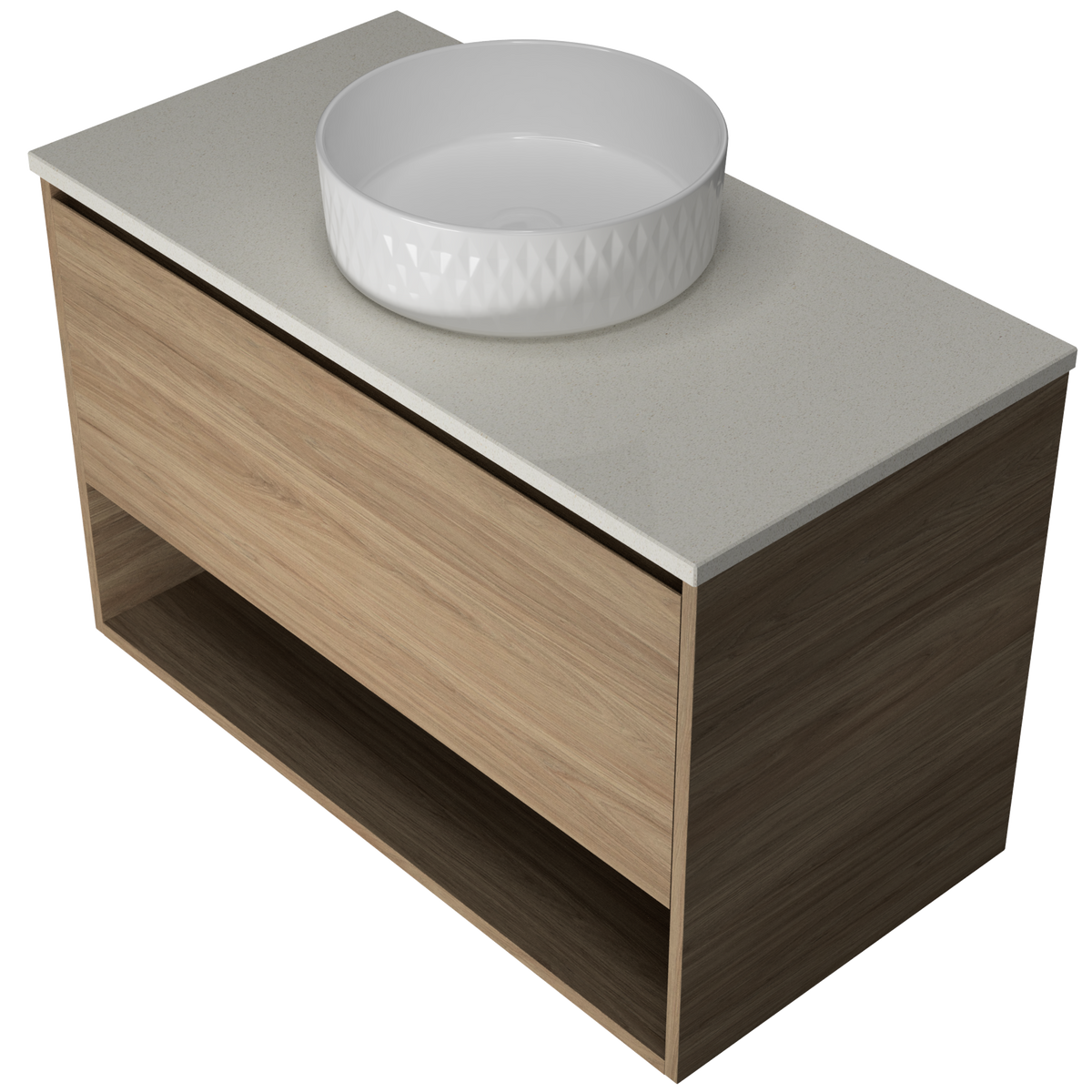 900 Vanity Wall Hung Drawers Only with Basin & Solid Surface Top