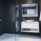900 Vanity Wall Hung Drawers Only with Basin & Solid Surface Top - lifestyle view