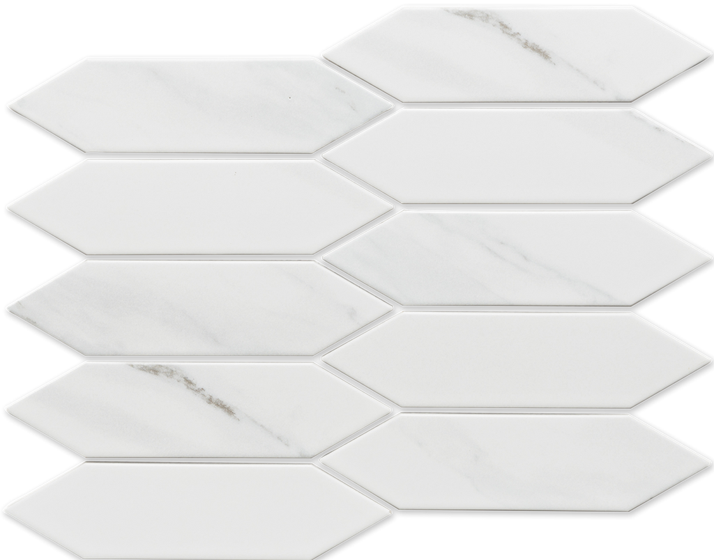 Picket Carrara White Matt Mosaic