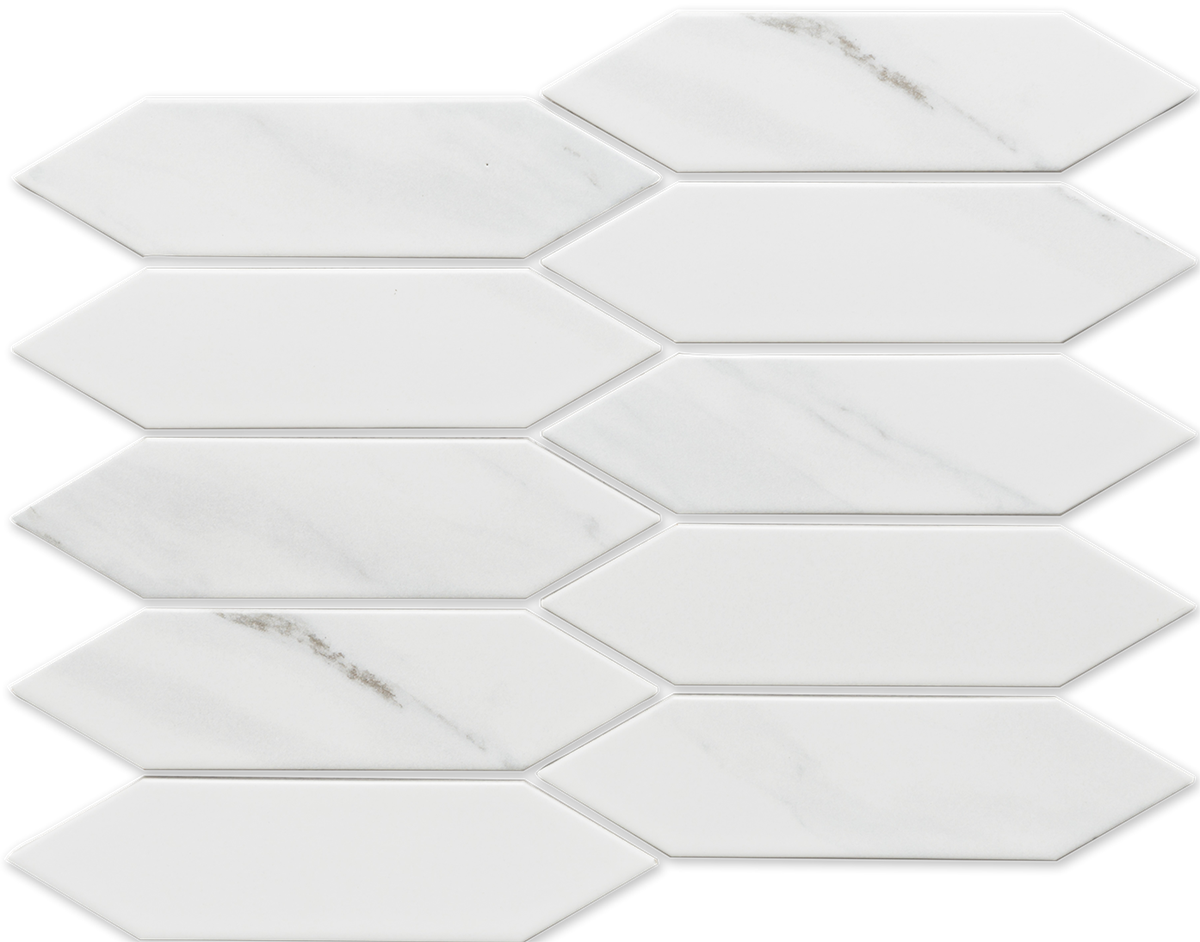 Picket Carrara White Matt Mosaic