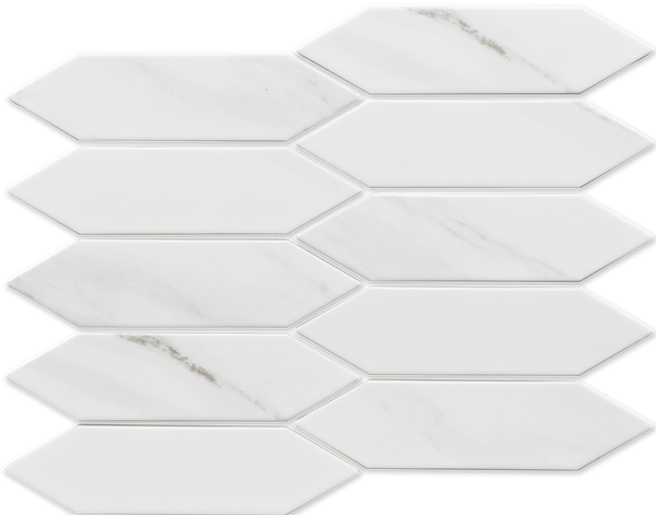 Picket Carrara White Matt Mosaic