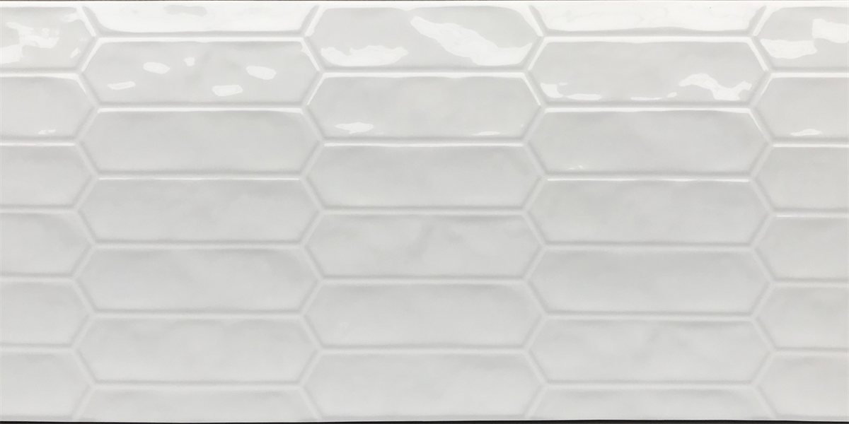 Stretched Hex White Structured Gloss Tile Sample