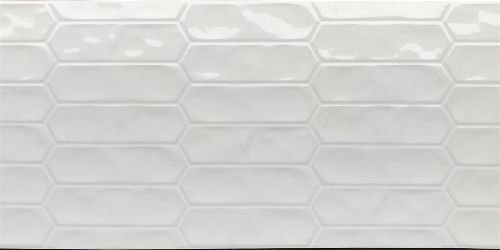 Spatial-Hexagon Stretched Hexagon White Structured Gloss Tile