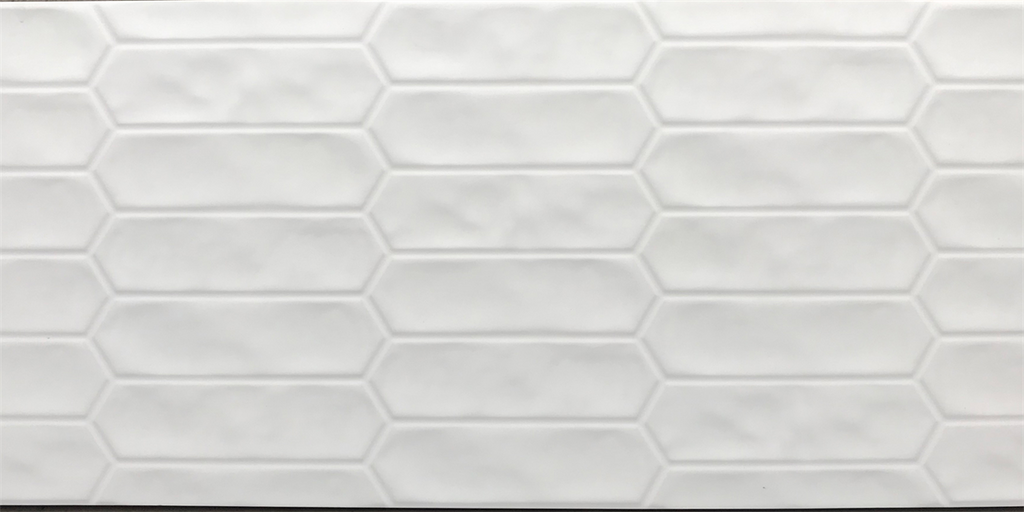 Spatial-Hexagon Stretched Hexagon White Structured Matt Tile