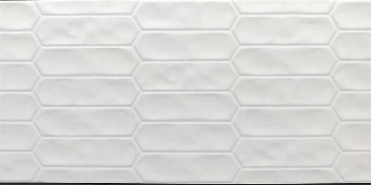 Spatial-Hexagon Stretched Hexagon White Structured Matt Tile