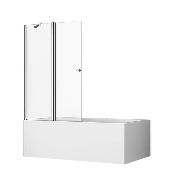 Over Bath Shower Screen Semi-Frameless 1037X1500 Chrome