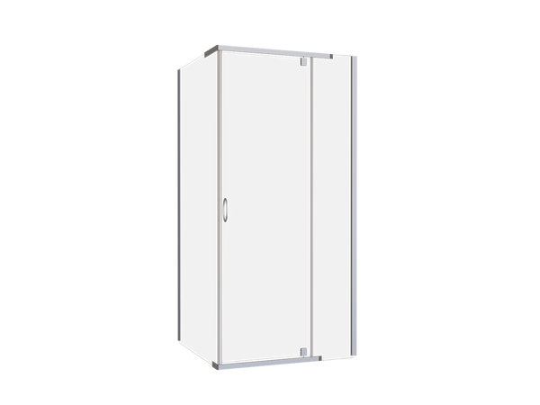 Front & Return Shower Screen Framed 1000X2000 Chrome