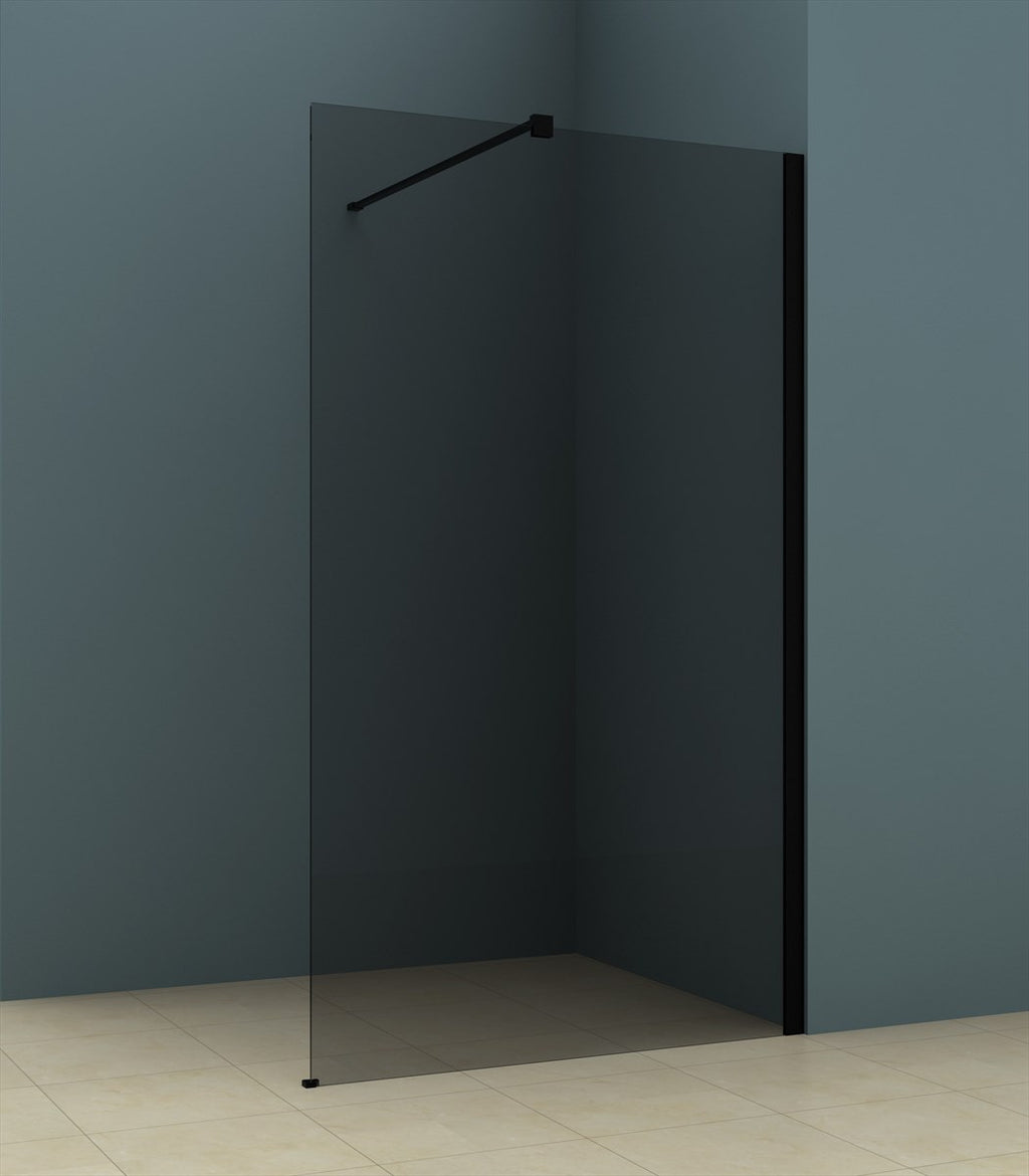 Single Entry Shower Screen Frameless 860X2000 Matte Black