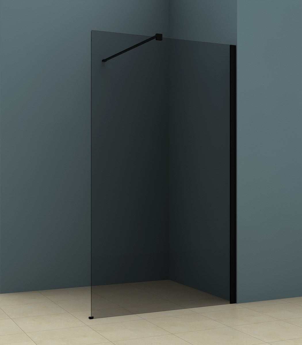 Single Entry Shower Screen Frameless 860X2000 Matte Black