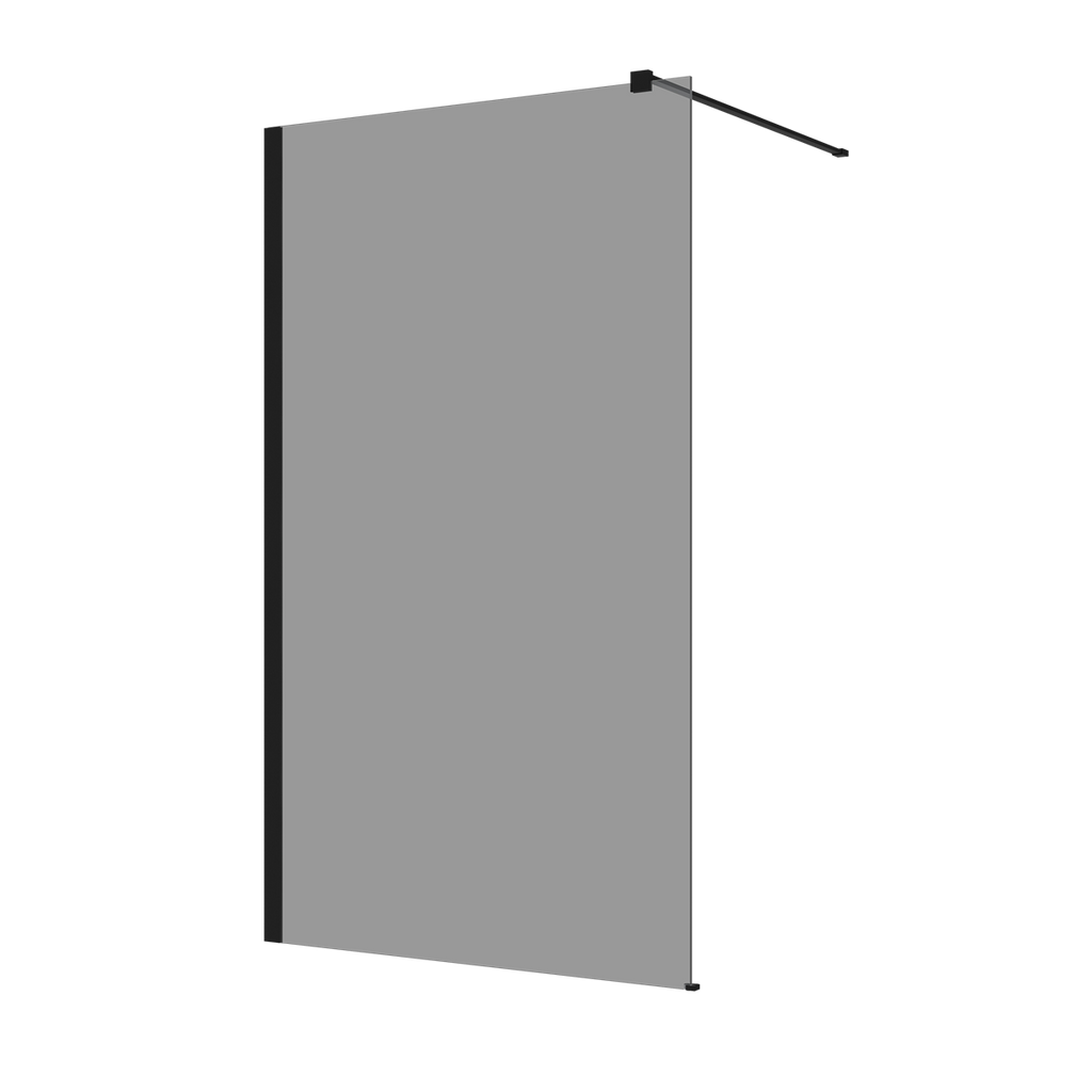 Single Entry Shower Screen Frameless 860X2000 Matte Black