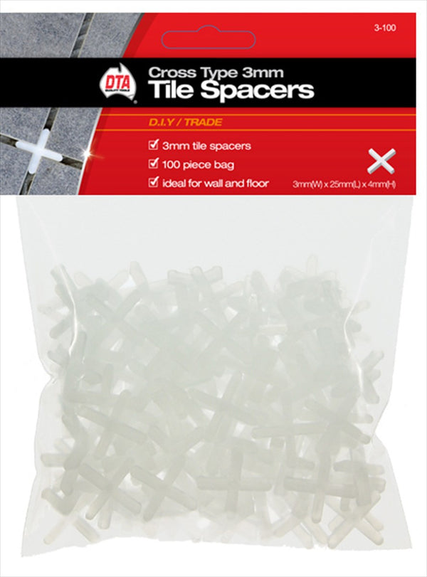 Cross Tile Spacers 3mm 100pk