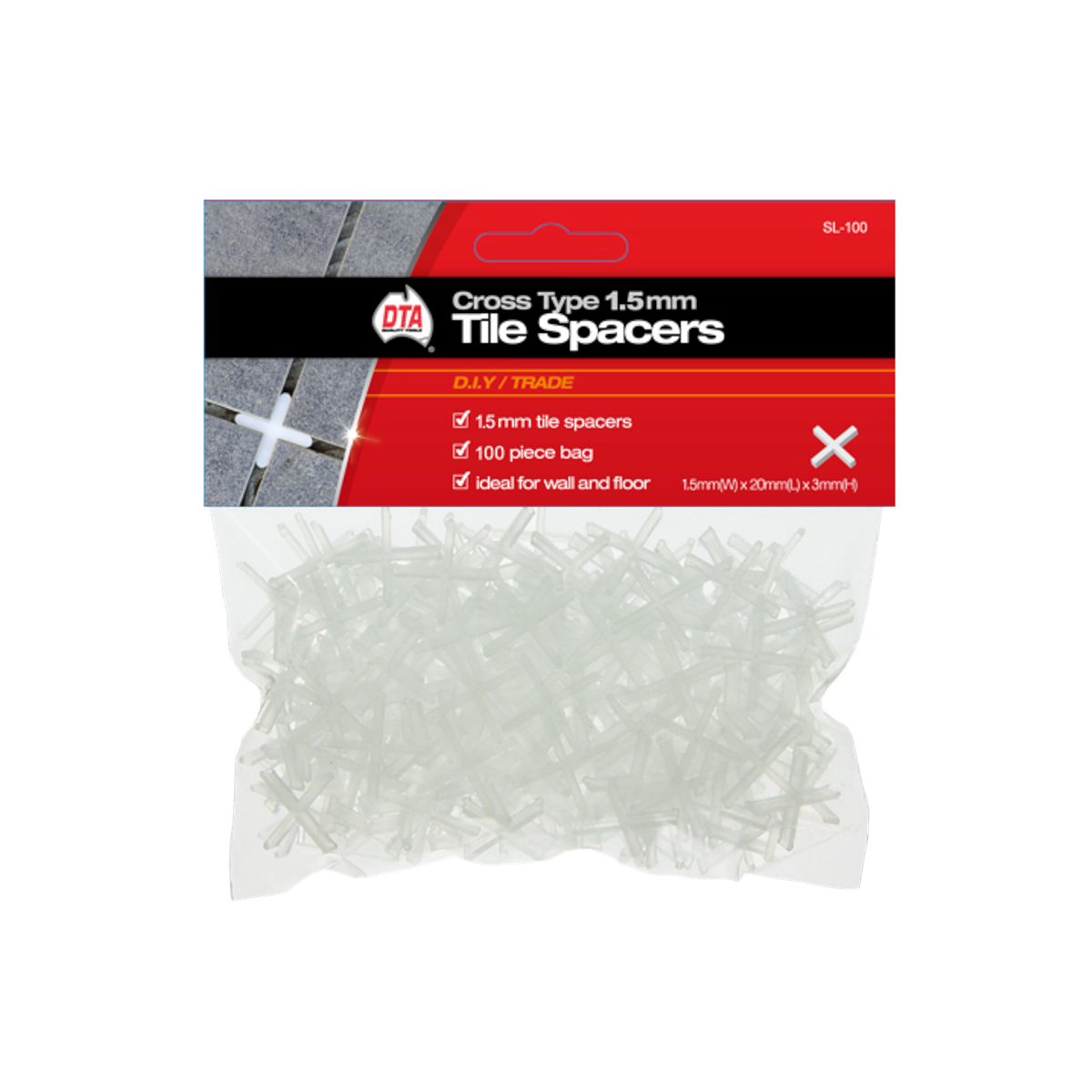 Cross Tile Spacers 1.5mm 100pk