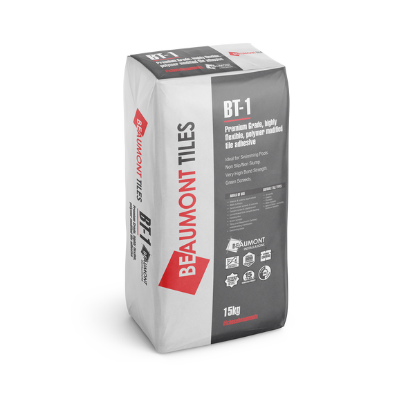 BT1 Highly Flexible Premium Polymer Modified White Tile Adhesive 15kg