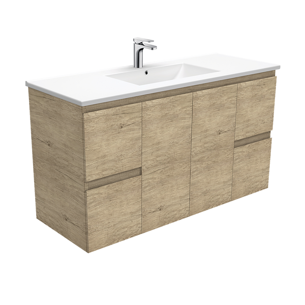 1200 Vanity Wall Hung Doors & Drawers with Ceramic Basin Top