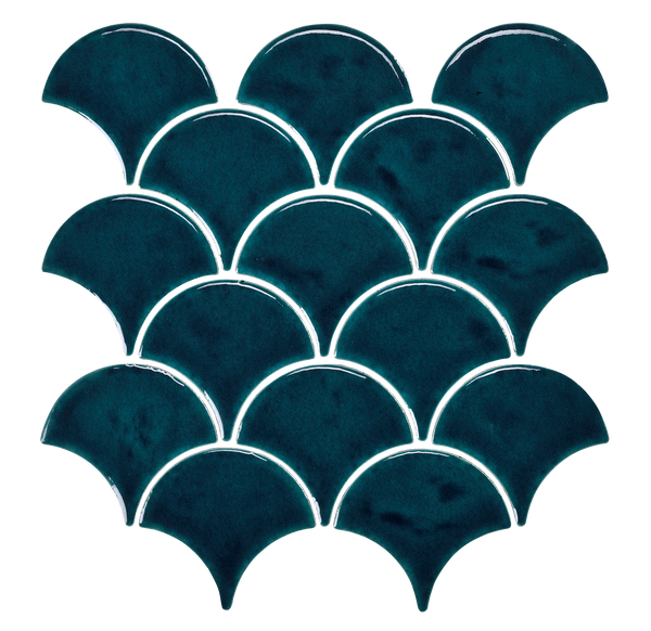 Babylon Fan Fan Blue Crackle Gloss Mosaic