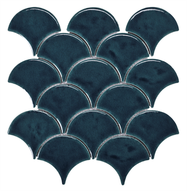 Fan Blue Crackle Gloss Mosaic