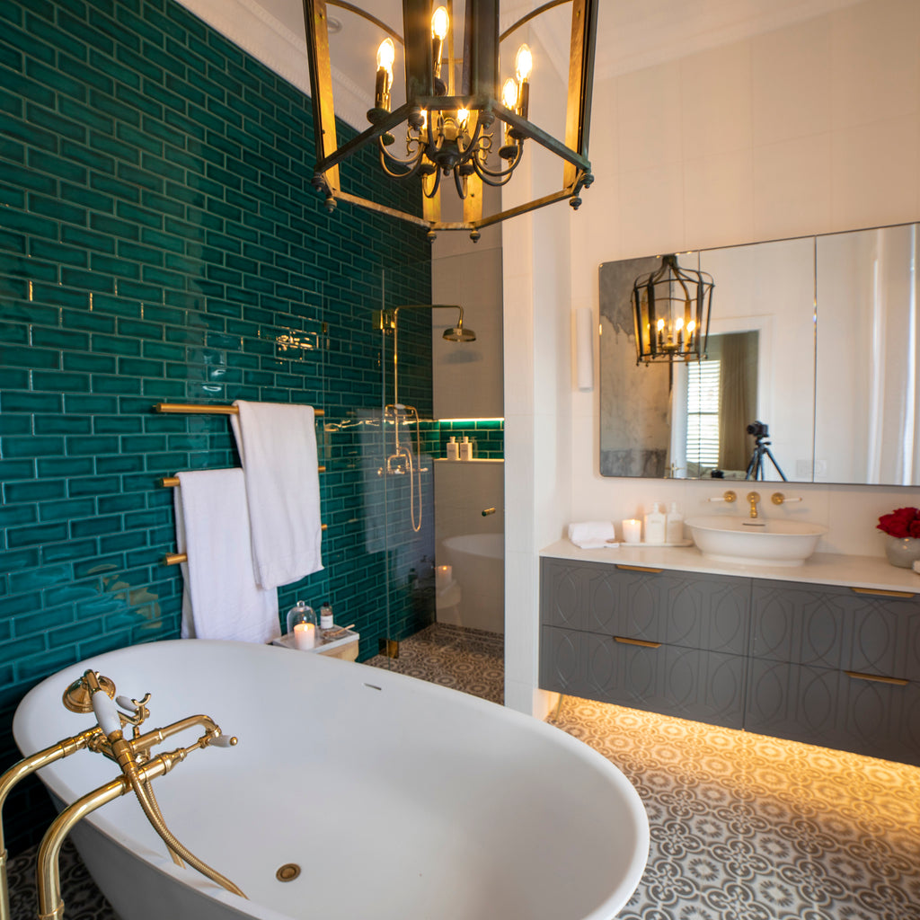 Teal Crackle Structured Gloss Tile - lifestyle view