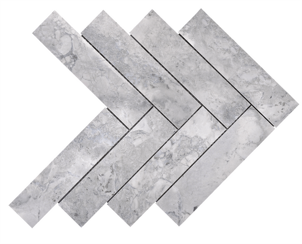 Natural Marble Brazilia Grey Herringbone Polished Mosaic