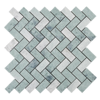 Natural Marble Orient Green Herringbone Honed Mosaic