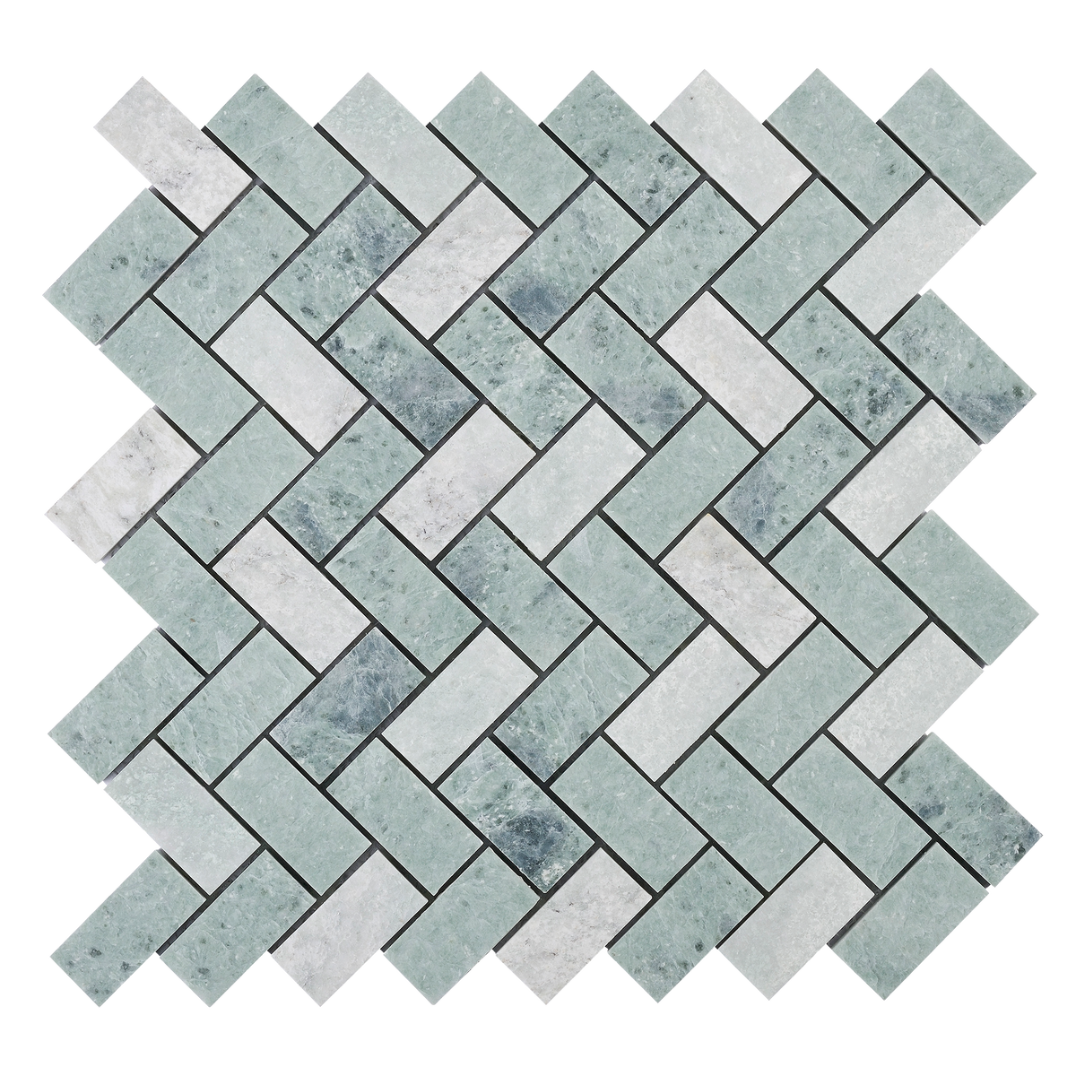 Natural Marble Orient Green Herringbone Honed Mosaic