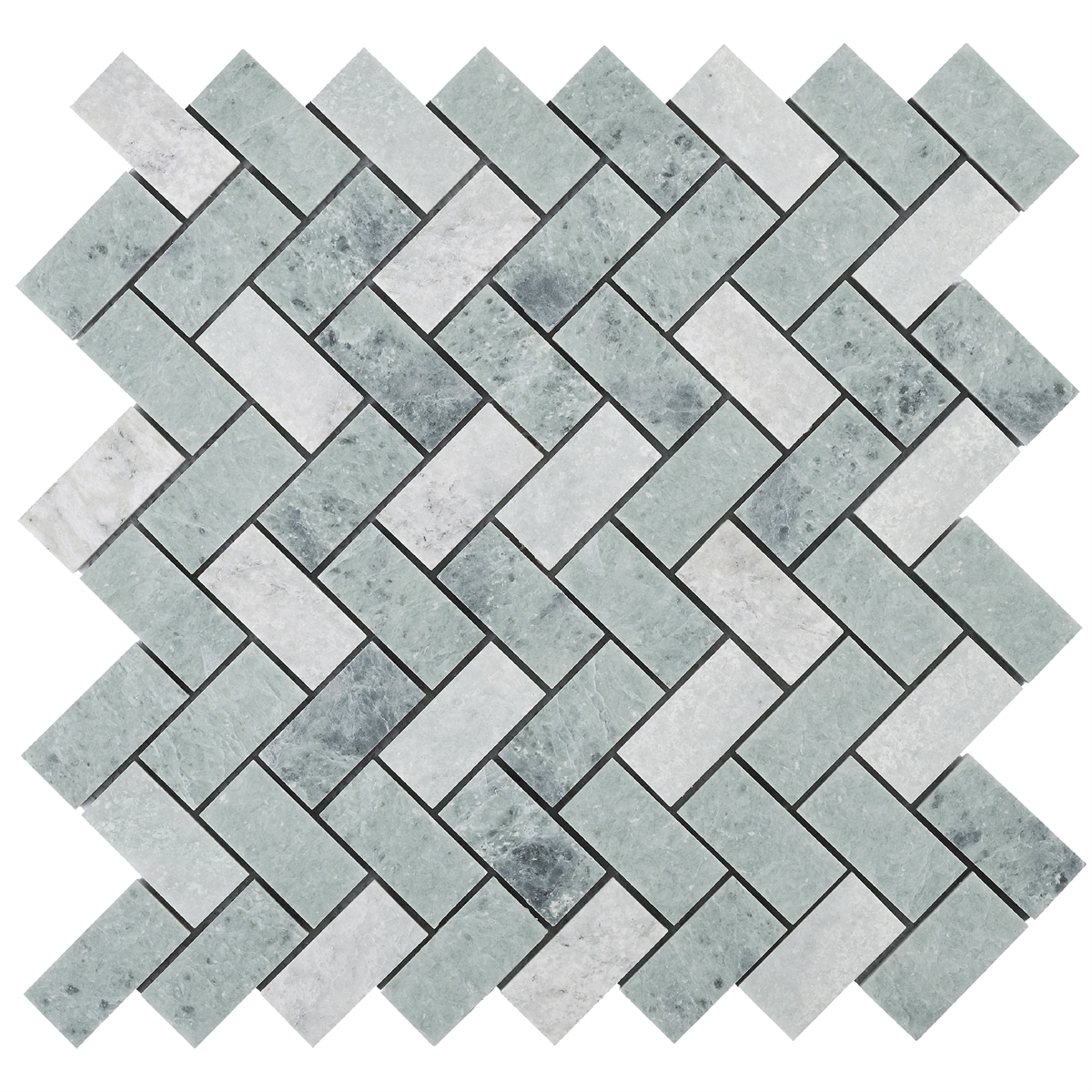 Natural Marble Orient Green Herringbone Honed Mosaic