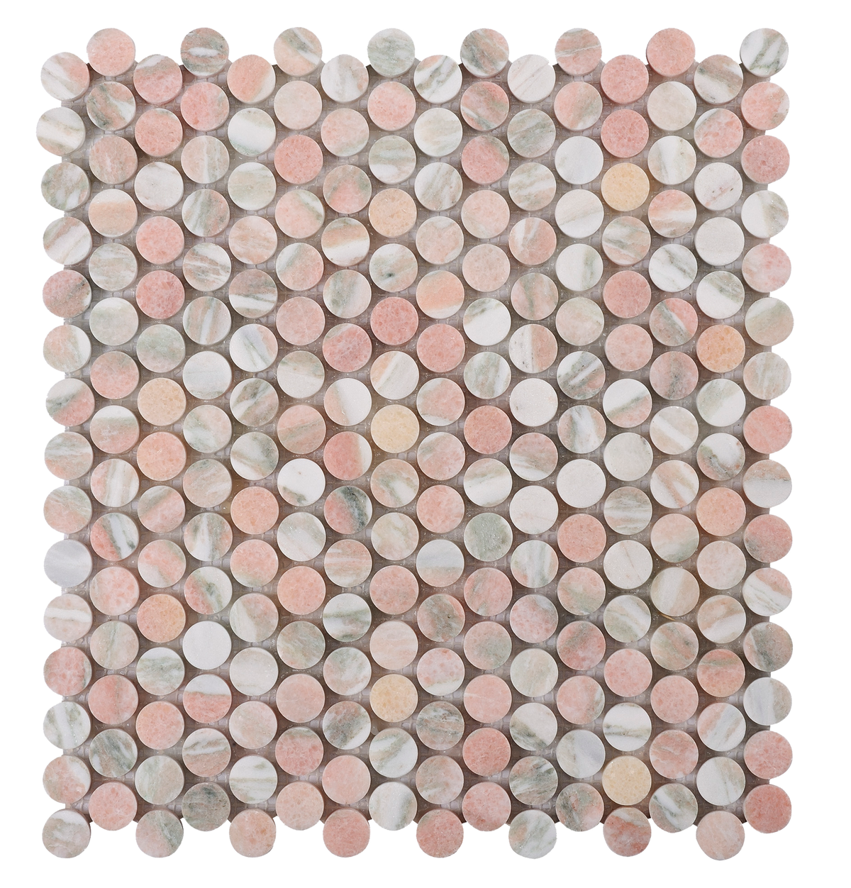 Natural Marble Norway Rose Penny Round Honed Mosaic