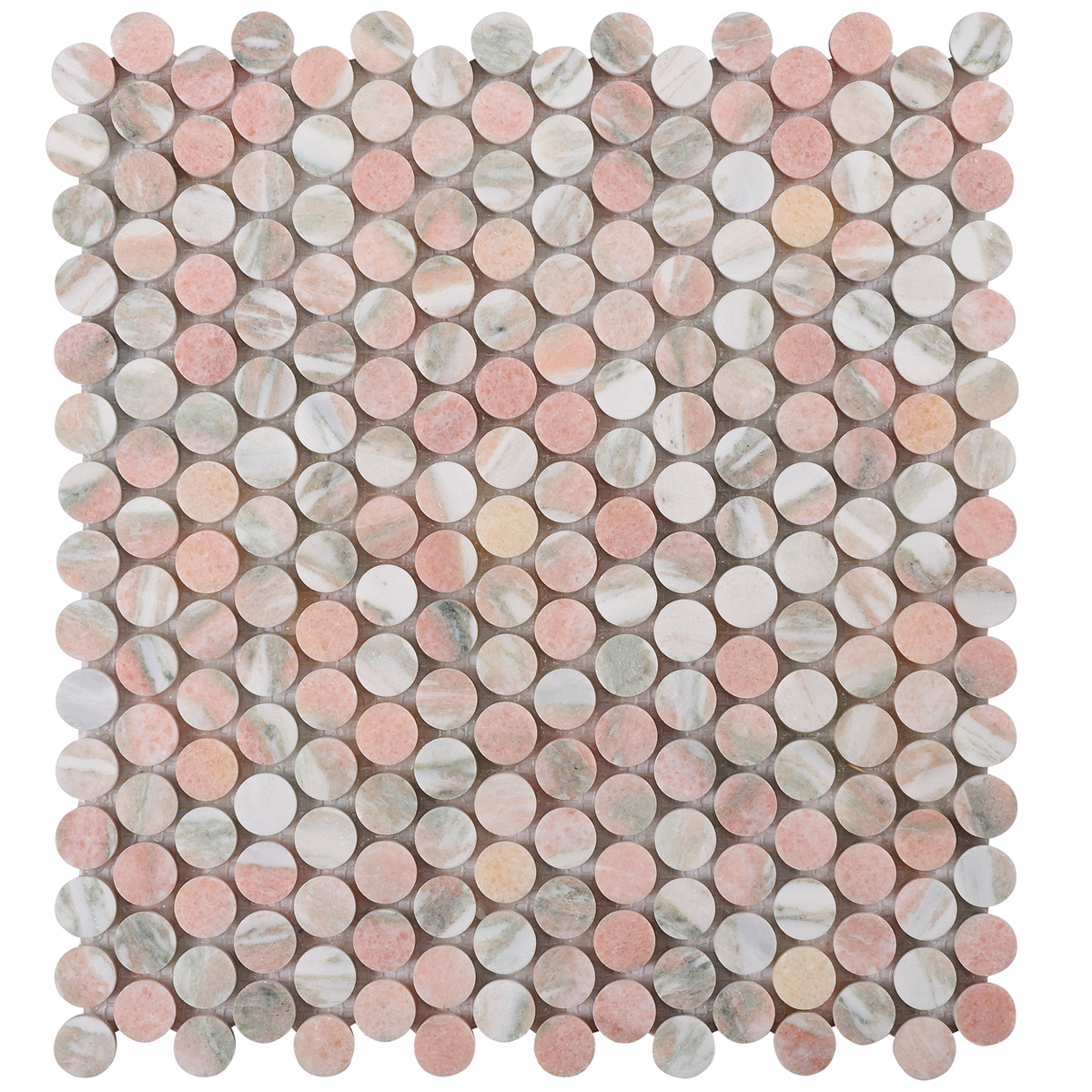 Natural Marble Norway Rose Penny Round Honed Mosaic