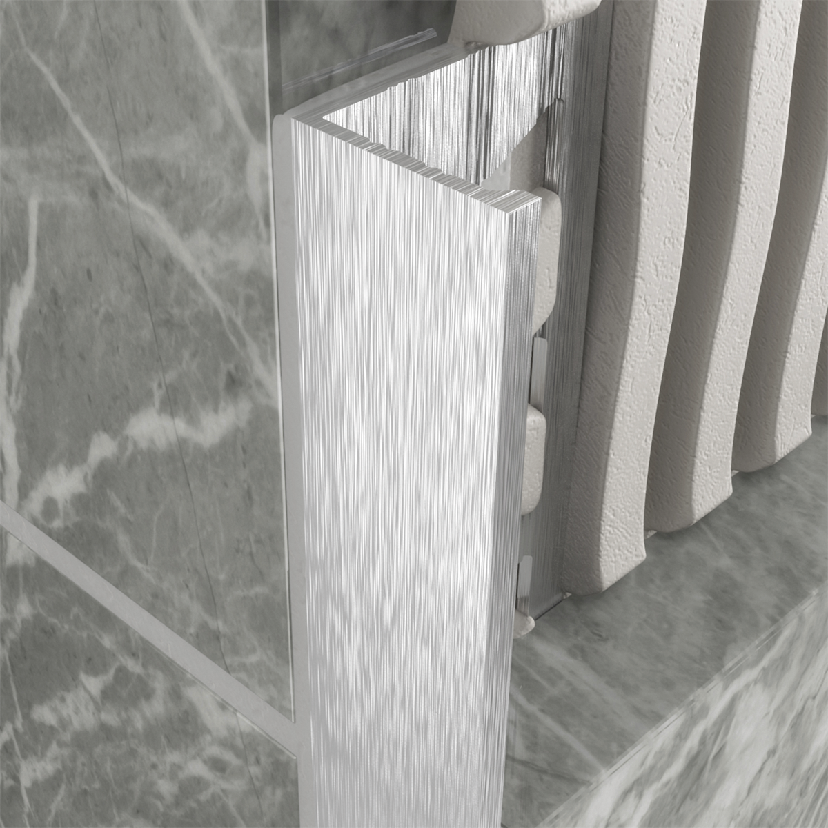 L Profile Aluminium Brushed Bright Silver 10 x 3000m