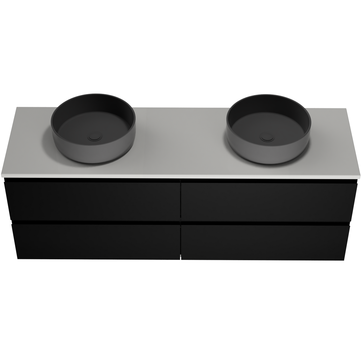 1500 Vanity Wall Hung Drawers Only with Basin & Solid Surface Top