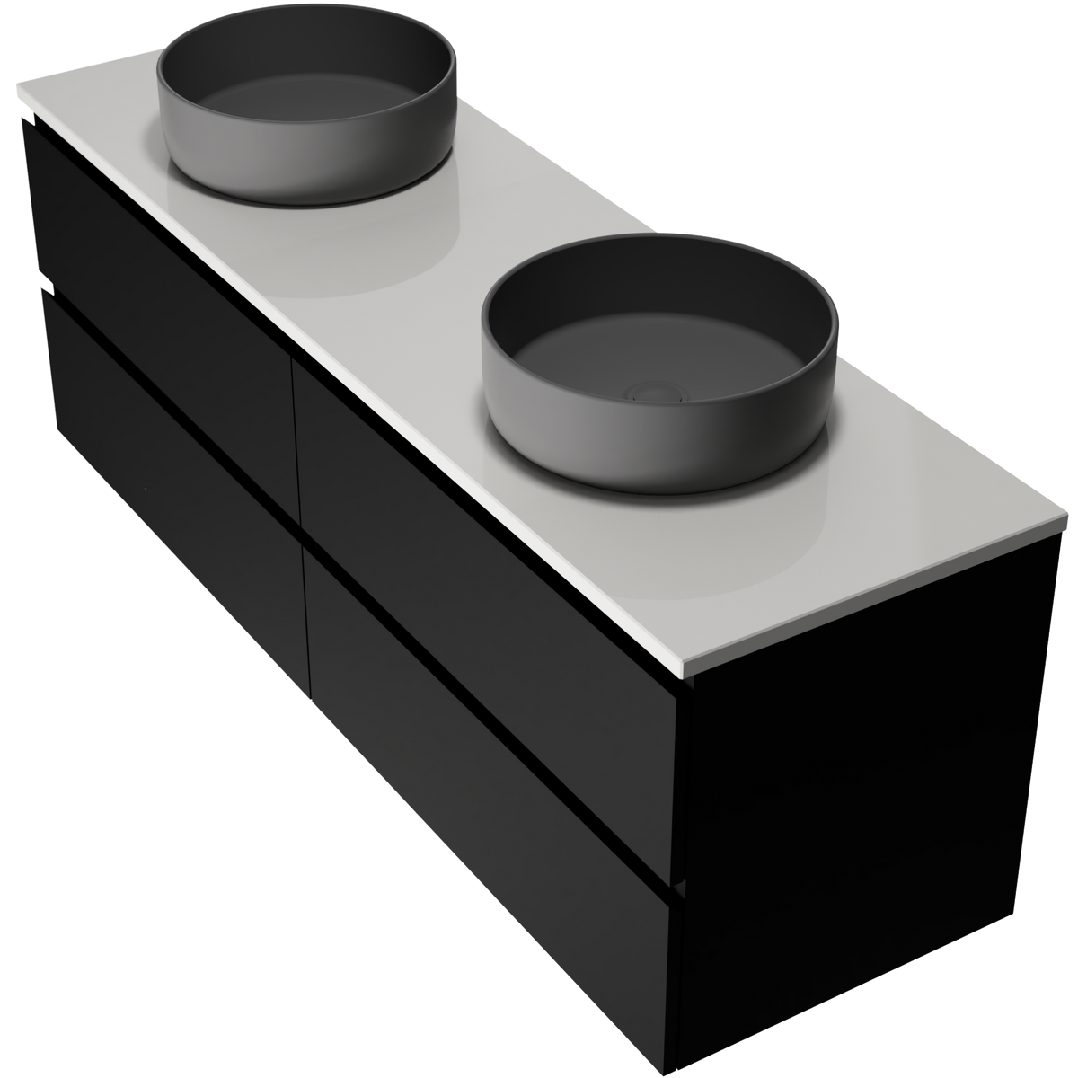 1500 Vanity Wall Hung Drawers Only with Basin & Solid Surface Top